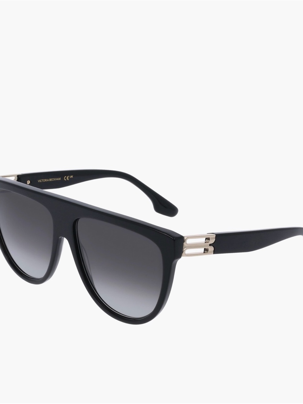 Victoria Beckham Black Cat-Eye Sunglasses with Gold Accents and Gradient Lenses